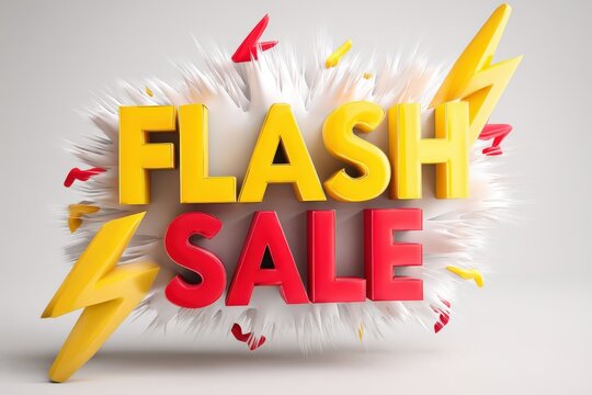 Vibrant Flash Sale Announcement with Lightning Bolts and Explosive Background for Eye-Catching Promotions