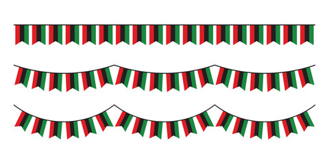 Red, black and green colored party bunting as the colors of the Pan-African flag. For Juneteenth and Black History Month. Flat design illustration.	
