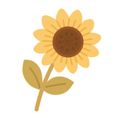 Sunflower in Flat Cute Style for Summer and Thank You Themes