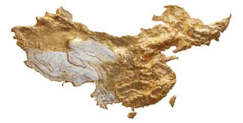 Gold-hued relief map