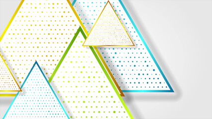 Colorful triangles with small dots abstract tech background