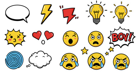 Expressive Emoji and Comic Elements for Design and Social Media Marketing