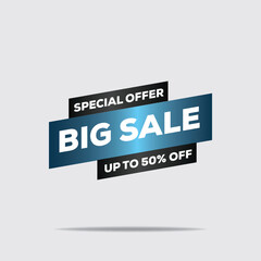 Big Sale Banner – Blue 3D Minimalist Promotional Design
