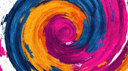 an abstract design resembling a swirl with a vibrant color scheme of orange and blue tones. the pattern is circular in nature, creating a sense of movement around the center