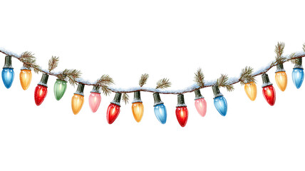 Colorful christmas string lights isolated on transparent background high resolution png clipart festive fairy garland for holiday cards banners and web design