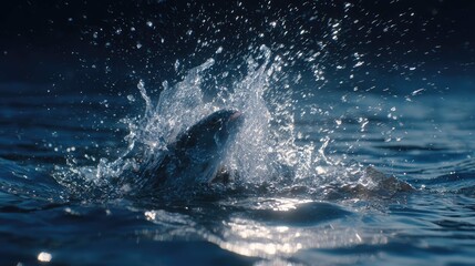 Obraz premium an intense moment of a shark in mid air after leaping from the water