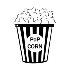 Black and white popcorn. Cartoon movie popcorn.
