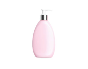 A sleek pink lotion bottle with a pump dispenser, designed for easy use and dispensing of liquid products.