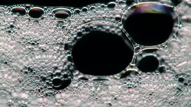 Close up of soapy bubbles texture and reflection abstract background