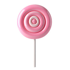 Pastel swirl lollipop on stick, isolated against soft background, perfect for candy-themed designs, advertisements, or playful confectionery branding projects.