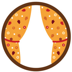 Autumnal Window with Floral Pattern Illustration