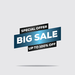 Big Sale Discount Banner – Blue and White 3D Minimalist Design