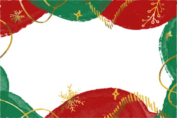 手書き水彩風クリスマスフレームベクターイラスト