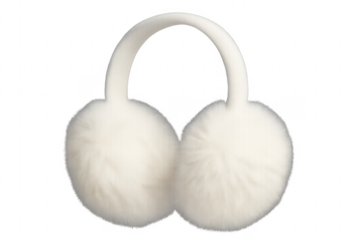 White fluffy earmuffs providing warmth and ear protection