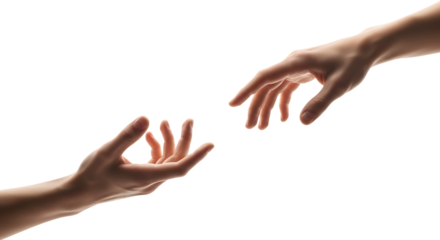 Two hands reaching out towards each other symbolizing connection and hope