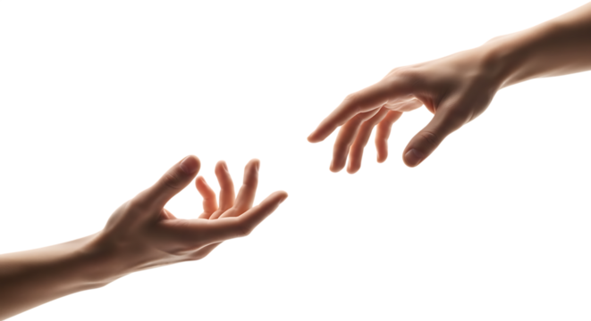 Two hands reaching out towards each other symbolizing connection and hope