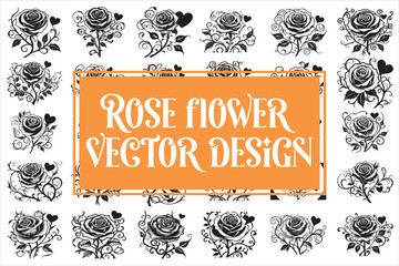 Elegant rose flower vector design showcasing detailed petals and graceful shapes