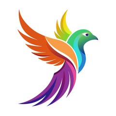 Vibrant Rainbow Bird Logo or Colorful Stylized Hummingbird