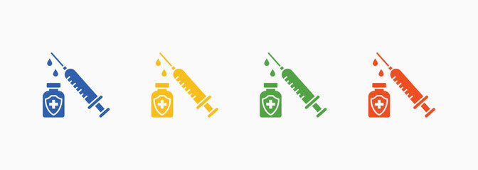 Vaccine Icon Style Color Multiple Collection Set