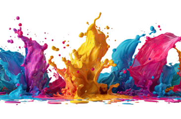 Vibrant splashes of colorful paint