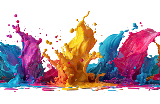 Vibrant splashes of colorful paint