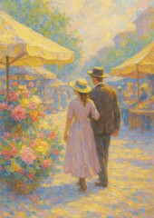 Fototapeta premium Romantic vintage painting scene
