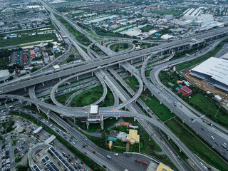 Burapha Withi Expressway, Industrial Ring Road, Bangna Intersection, Routes, motorway hightway intercity connections for transportation, Bangkok Thailand,