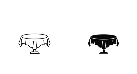 Two table designs with draped cloths one light and one dark