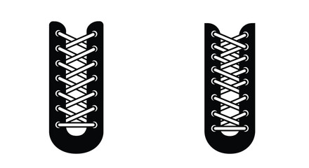 Simple black and white illustration of a pair of laced shoes