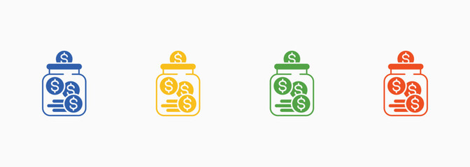 Saving Icon Style Color Multiple Collection Set