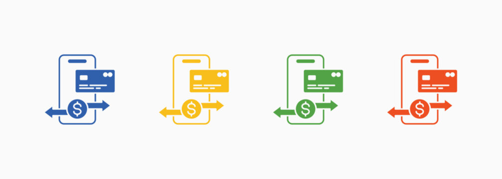 Mobile Banking Icon Style Color Multiple Collection Set - Powered by Adobe