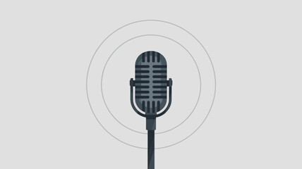 Vintage microphone broadcasting sound waves