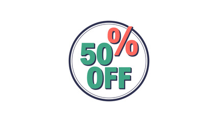 Special offer of fifty percent off, perfect for sales and promotions