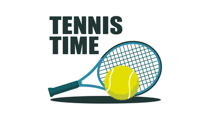 Ready for a fun tennis game with racket and ball illustration
