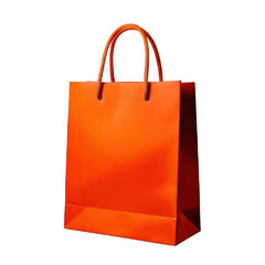 Orange Paper shopping Bag isolated on transparent background