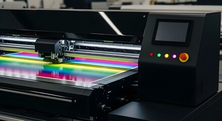 Obraz premium Modern digital printer with a vibrant rainbow color spectrum on its printing surface
