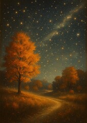 Fototapeta premium Enchanting autumn night sky