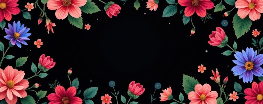 Black background, various designed farewell cards forming seamless pattern , illustration, departure, leaving