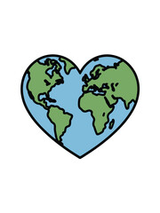 Heart Shaped Earth Globe Environment Planet Love Conservation World Map Vector Graphic
