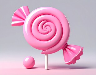 Pink spiral candy on stick