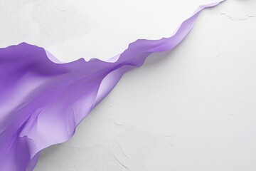 Flowing lavender fabric on white textured wall ideal for fashion branding soft design visuals and romantic compositions