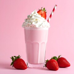 Pink strawberry milkshake