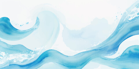 Abstract watercolor wave illustration flowing blue water design perfect for backgrounds and creative projects