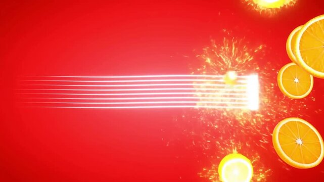 Pure white waves wash over orange slices on a solid red background, creating a metaphor for neutralizing acidity and protecting dental enamel