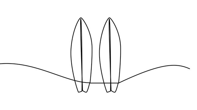 Surfboards on Beach Line Art Design
