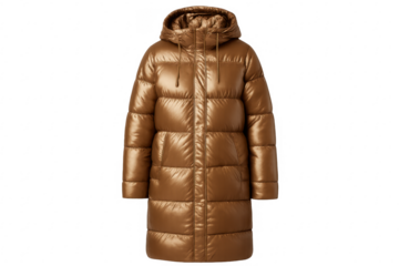 Bronze hooded puffer coat for staying warm in winter