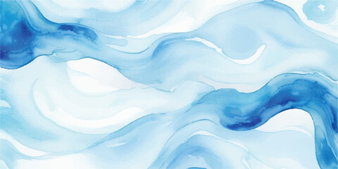Obraz premium Abstract watercolor background with fluid blue waves creating a serene and calming texture perfect for design and artistic projects
