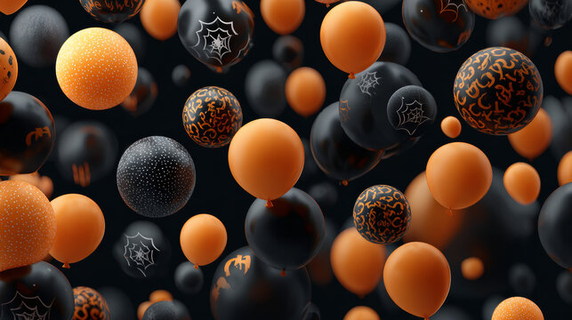 3D Element Halloween balloons. Happy halloween decotation. Vector Illustration