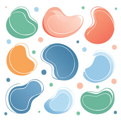 Colorful Abstract Organic Shapes Collection on White Background