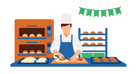 Skilled Baker Crafting Delicious Pastries in a Warm Bakery Environment